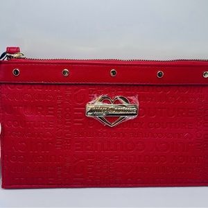 Juicy Couture Red Velvet Clutch with Silver Accents